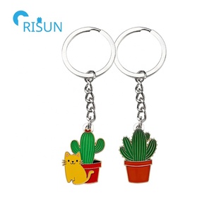 Llaveros de Cactus de calidad personalizada, llaveros de esmalte duro suave en maceta, planta, fabricante - Product Image 5