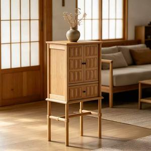 Scandinavian Solid Wood <b>Tall</b> Cabinet with Raised Panel Doors and Drawer Modern Living Room <b>Storage</b> Furniture - Product Image 4