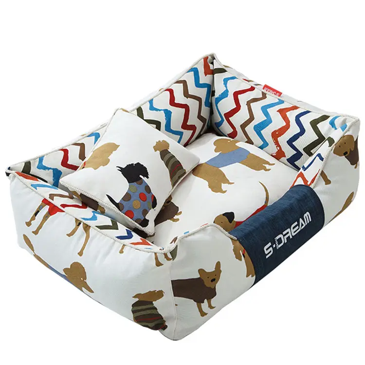 Lit de luxe de haute qualité pour animaux de compagnie, vente en gros, canapé pour chien, lit en mousse à mémoire de forme, tapis de lit pour chien et chat avec fermeture éclair