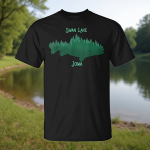 Camiseta de recuerdo Swan Lake Iowa, color negro, unisex, talla mediana para adultos - Product Image 3