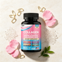 Compléments de collagène en capsules avec vitamine C et bienfaits antioxydants pour la peau éclatante et la croissance des cheveux des femmes adultes