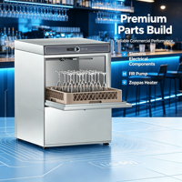 Lave-vaisselle compact de comptoir électrique en acier inoxydable 304 à économie d'énergie, capacité de 60 couverts/heure, garantie 1 an, pour cafés