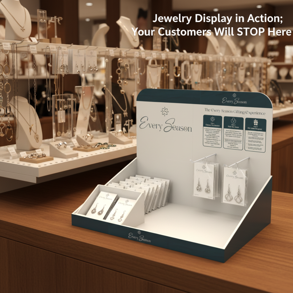 Custom PVC Tabletop Jewelry Showcase Stand Necklace Bust Display Earring Organizer Board L-shaped for Retail Counter OEM — view 2