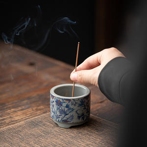 Quemador de Incienso de Cerámica Esmaltada Azul y Blanca, Mini Quemador de Incienso Antiguo con Diseño de Cloisonné para Madera de Agar y Sándalo, Decoración Colgante - Product Image 2