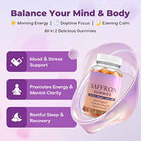 Gummies à l'extrait de safran sans sucre, marque privée, pour soulager l'humeur, le stress, les troubles du cycle menstruel et l'équilibre hormonal