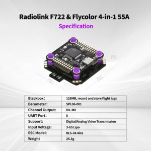 Controlador de vuelo de carreras Radiolink F722 con 4 en 1 55A ESC Stack Fly <span class=keywords><strong>Betaflight</strong></span> Flying Tower UAV para Dron FPV - Product Image 4