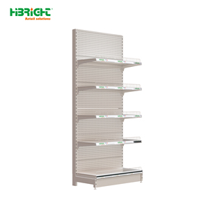 Metal Supermarket <b>Shelf</b> Perforated Retail Display <b>Rack</b> Gondola Shelving with Basket Holders for Store Merchandising - Product Image 1