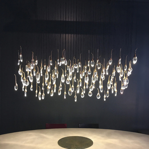 Sang trọng Giọt Nước Mắt thả Đèn chùm pha lê hình chữ nhật hình dạng trần Đèn chùm cho cửa hàng dài cầu thang treo đèn chùm ánh sáng - Product Image 4