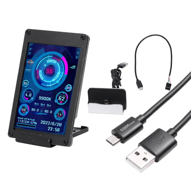 DIY Acrylic Computer Display 3.5 Inch IPS Screen Temperature Monitoring Display CPU GPU RAM 4PIN 2.54 Pin to USB Male for AIDA64