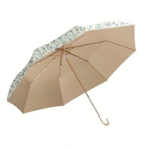 Paraguas Plegable con Estampado Floral, Cubierta Octogonal UPF50+, Mango con Gancho en J, Sombrilla de Viaje para Mujer, Protección Solar y contra la Lluvia, con Bolsa de Transporte a Juego - Product Image 3