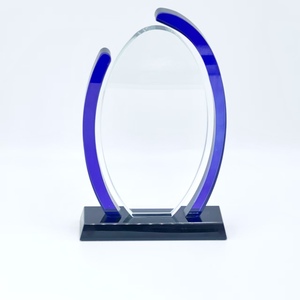 Haute qualité Blue Line Clear K9 Crystal <span class=keywords><strong>Plaque</strong></span> Award Trophée de cristal gravé - Product Image 1