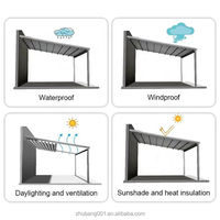 Grande pergola motorisée rétractable coupe-vent pour jardin, avec structure en alliage d'aluminium et voile rétractable pour extérieur