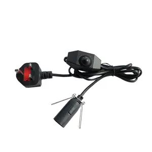 Kabel daya AC kabel cahaya garam UK dengan sakelar redup Inline dan kabel dudukan lampu e14 kabel redup lampu saklar Himalaya