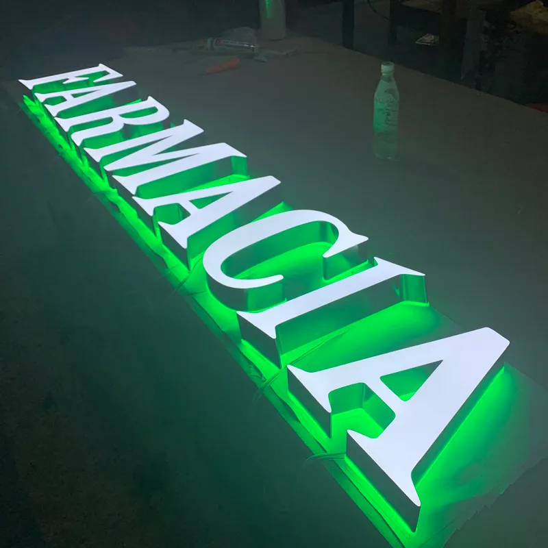 Señal de letras led 3D personalizada para farmacia al aire libre, luminaria, para enseigne