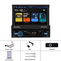 Autoradio Podofo 1 Din avec écran rétractable motorisé de 7 pouces, CarPlay et Android Auto sans fil, Bluetooth, FM, USB, AUX-IN