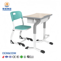 Ensemble de bureau et chaise d'école en bois moderne pour les élèves du primaire, hauteur réglable, mobilier de classe