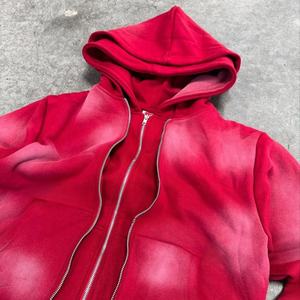 Sudadera con Capucha Personalizada de Alta Calidad, 400GSM, 100% Algodón, Forrada, Transpirable, con Cierre de Dos Vías, Diseño Desgastado por el Sol, para Hombre - Product Image 4