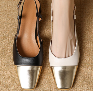 Nouveau à la mode femmes respirant Baotou formel bout carré <span class=keywords><strong>talon</strong></span> haut chaussures simples semelle en caoutchouc sans lacet extérieur chaussures à talons bas - Product Image 5