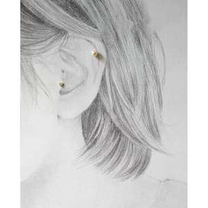 Pendientes de Botón de Oreja Miniatura con Forma de Flor de Cuarzo Dorado 9K GOL Dtutu al por Mayor, Unisex, Encantadores, con Cierre de Rosca, Kj273, Joyería Fina - Product Image 6