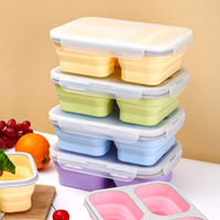 Boîte à lunch pliable en silicone pour extérieur, compatible micro-ondes, boîte de conservation alimentaire, boîte à lunch portable compartimentée