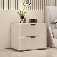 Table de chevet en bois blanc au design moderne américain avec 2 tiroirs pour chambre d'appartement