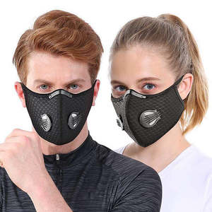 Fünf schicht ige Aktivkohle Sport Outdoor Radfahren Laufen Baumwolle <span class=keywords><strong>Anti</strong></span>-Staub-Gesichts maske mit Doppel ventil - Product Image 5
