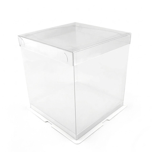 Boîte à gâteau de 10 pouces en stock, directement de l'usine, avec couvercle en papier, conteneur carré en PET pour boulangerie, vente en gros - Product Image 2
