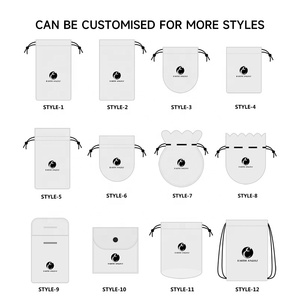 Bolsa de terciopelo negra de alta calidad con cordón, personalizable en tamaño y material, para zapatos, tacones altos, y embalaje de joyas. - Product Image 2