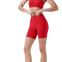 Shorts de yoga taille haute pour femme, 4 pouces, double brossage, sensation seconde peau, sans effet camel toe, effet push-up fessier, pour l'été et l'entraînement en salle de sport