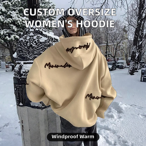 Sudadera con Capucha Extra Grande para Mujer, Diseño Personalizado, Invierno, Casual, Mangas Regulares, Bordado con Letras, Estampado Frontal, Tejido Ecológico - Product Image 2