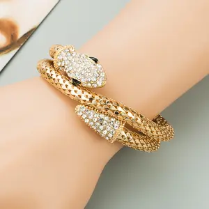 Personality Style Serpentine Twine Bracelet For Men And Women Alloy Rhinestones Retro Hand Ring Trinket