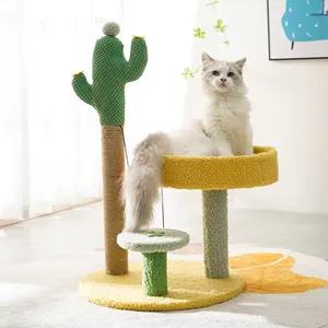 Kucing menggaruk tiang kucing pohon kaktus gaya kucing menara anak kucing memanjat bingkai mainan lucu melompat Platform