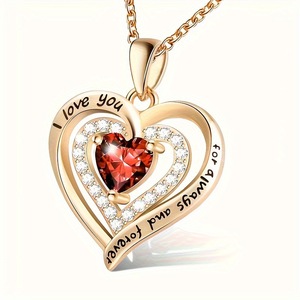 Collier pendentif en forme de cœur serti de diamants, cadeaux festifs pour la Saint-Valentin, Halloween, Pâques, souvenirs pour fêtes à domicile - Product Image 1