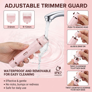 Épilateur électrique 2-en-1 pour femmes, tondeuse à sourcils portable, épilateur facial indolore, rasoir corporel étanche, tondeuse bikini - Product Image 2