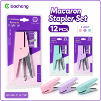 Ensemble d'agrafeuses Macaron Bachang BC-MKL0116-2SP, 12 pièces/boîte avec 1000 agrafes n°10, 3 couleurs, OEM ODM, directement de l'usine