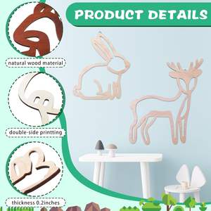 Woodland Safari pépinière décoration murale <span class=keywords><strong>Jungle</strong></span> thème renard lapin hérisson écureuil ours en bois Animal mur Art bois artisanat mur signes - Product Image 2