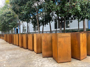 Grand <span class=keywords><strong>Pot</strong></span> de fleur carré en acier corten Facile à assembler Structure KD Déco rustique pour le jardinage à domicile Balcon Centre commercial Utilisation - Product Image 6