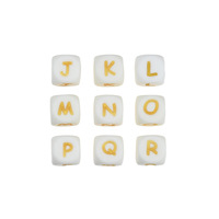 Vente flash - Perles de dentition en silicone naturel personnalisées de 12 mm avec lettres de l'alphabet