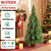 Mini sapin de Noël en PVC avec base en bois, prêt à expédier, en stock, livraison en 24h, faible MOQ, idéal pour la décoration de la maison et les fêtes.