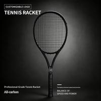 Raquette de tennis professionnelle tout carbone pour adultes unisexe, tournoi, noir pur, légère, en fibre de carbone solide