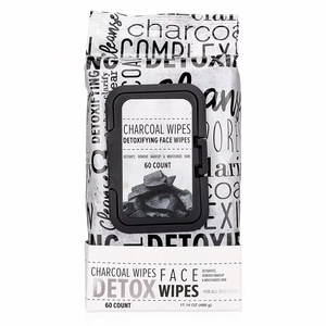 Lingettes faciales féminines détoxifiantes non tissées noires charbon de bois matériau biodégradable démaquillant personnalisé lingettes humides - Product Image 6