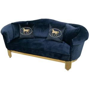 KIKA-sofá tapizado de tela de terciopelo azul, patas doradas de estilo americano de alta calidad, 3 asientos, nuevo diseño - Product Image 1