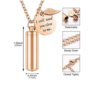 Liontin kenang-kenangan baja tahan karat hewan peliharaan manusia kalung guci silinder untuk Wanita Pria Perhiasan/gantungan kunci abu kremasi - Product Image 3