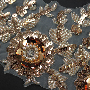 Các nhà máy trực tiếp bán Sequins với hạt, Pháp Hoàng Gia phi tần với vàng ren TRIM - Product Image 4