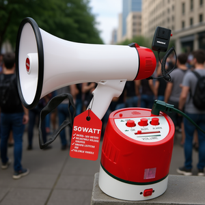 Portable 50W Megaphone Bull Horn PA Speaker <b>With</b> <b>USB</b> Recording Rechargeable Battery Built In Lithium Power Handlebar Mount - Product Image 2