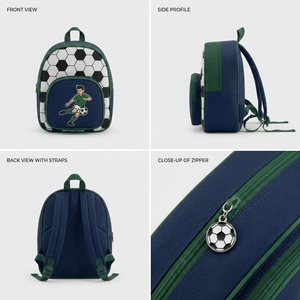 Mochila Infantil de Fútbol con Diseño Animado, Ligera, Antibacteriana, Ecológica, de Poliéster Reciclable, Gran Capacidad, con Asa Curva - Product Image 6