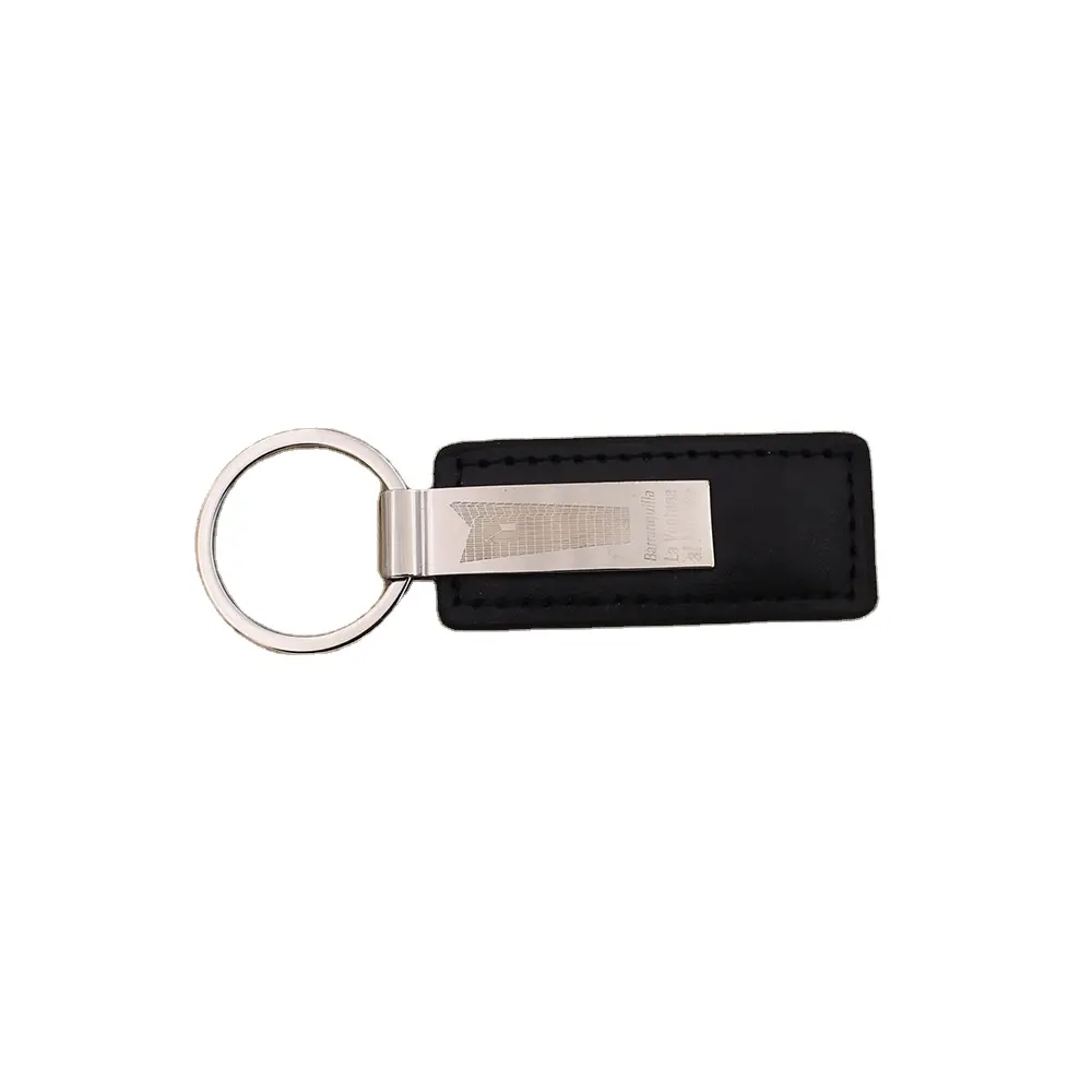 Custom black PU leather car keychain with business logo