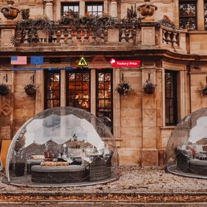 Dôme rond clair Igloo extérieur de luxe Connecteurs géodésiques sans cadre en polycarbonate Dôme en verre <span class=keywords><strong>pour</strong></span> <span class=keywords><strong>dormir</strong></span> 2 personnes Camping - Product Image 1