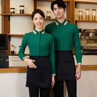 Vêtement de travail pour serveur de restaurant d'hôtel, restauration, cuisine, bar, personnel de service, chemise à manches longues boutonnée pour serveur et serveuse