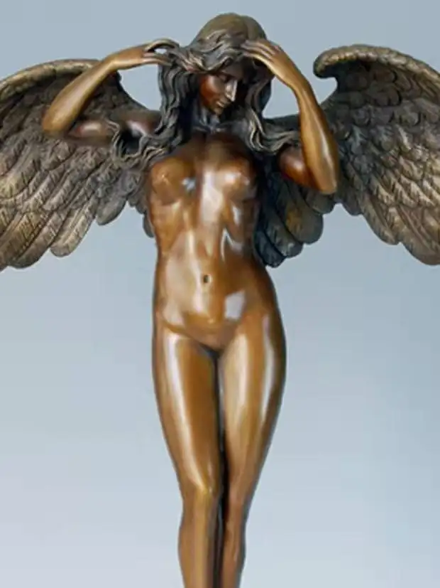 Precio de fábrica Personalizado Tamaño real Ángel abstracto Mujer sexy Adorno Artesanía Escultura de bronce